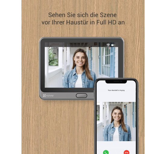 Відеодзвінок для дверей з Wi-Fi EZVIZ ширококутна камера 2МП PIR сенсор руху дисплей 4,3 (my-18094)