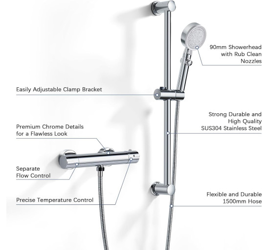 Настенный термостатический смеситель для душа с душевой штангой Coleniny CN605 (my-18128)