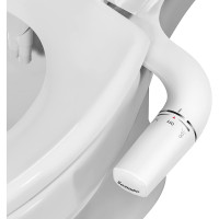 Насадка-биде для унитаза слева SAMODRA Classic 7.0 ультратонкое биде с двойной форсункой без электропривода регулируемый напор воды подача холодной воды (my-18009)