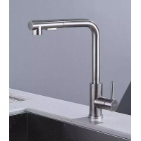 Смеситель для кухни, поворотный на 360°, матовый никель, нержавеющая сталь (my-2103)