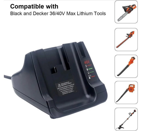 Быстрое зарядное устройство 40 В для литий-ионных аккумуляторов Black and Decker (my-17081)