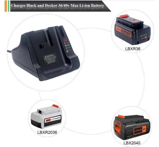 Быстрое зарядное устройство 40 В для литий-ионных аккумуляторов Black and Decker (my-17081)
