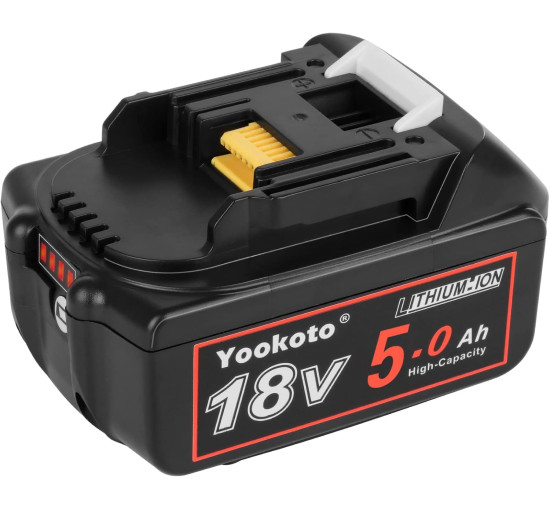 Аккумулятор Yookoto 18 В для зарядного устройства Makita BL1850B: комплект из 2 литий-ионных аккумуляторов емкостью 5,0 А·ч со светодиодным индикатором (my-17016)