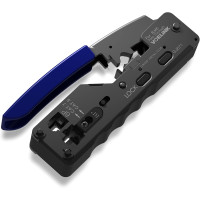 Прохідний обтискний інструмент VCELINK GJ671BL RJ45 для наскрізного роз'єму Cat5 Cat6 Cat7 та телефонної вилки RJ11 RJ12 (my-15044)