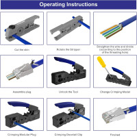 Проходной обжимной инструмент VCELINK GJ671BL RJ45 для сквозного разъема Cat5 Cat6 Cat7 и телефонной вилки RJ11 RJ12 (my-15044)