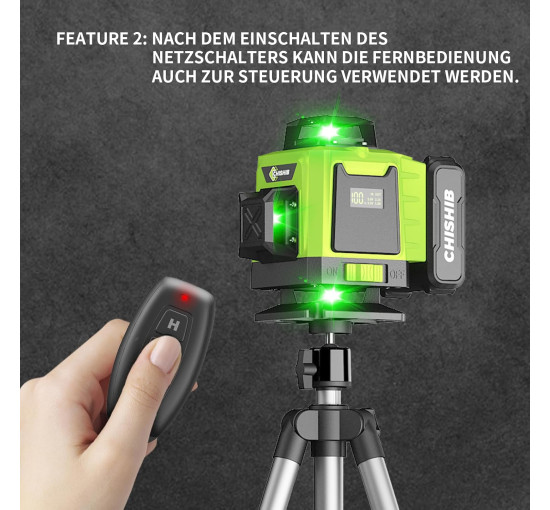 Лазерный уровень 4D 360° с самовыравниванием и штативом, перекрестный лазер для строительных проектов, ремонта, напольной плитки с аккумулятором 4800 мАч (my-17012)