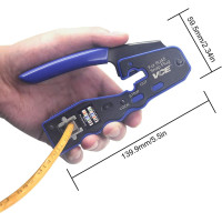 Інструмент для обтиску VCE GJ670BL RJ45 Ethernet кримпер для конекторів Cat5 Cat6 Cat7, підтримка зачищення та різання (my-15041)