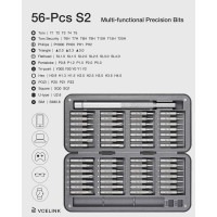Набор прецизионных отверток VCELINK, 57 в 1 с 56 битами S2, набор магнитных бит для компьютера, очков, часов, телефона, ноутбука, черный (my-15040)