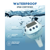 Цифровой термометр для бассейна Vangue Premium плавающий с большой солнечной панелью и светодиодным экраном водонепроницаемый с RGB-подсветкой (my-17045)