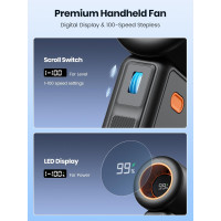Портативний ручний вентилятор Warmco 5000 мАг, регульована швидкість (1-100) заряджання від USB (my-18063) Портативний ручний вентилятор Warmco 5000 мАг, регульована швидкість (1-100) заряджання від USB (my-18063)