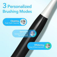 Электрическая перезаряжаемая зубная щетка Sejoy для взрослых с 4 насадками, 3 режимами и встроенным интеллектуальным таймером на 2 минуты, черная (my-4070)