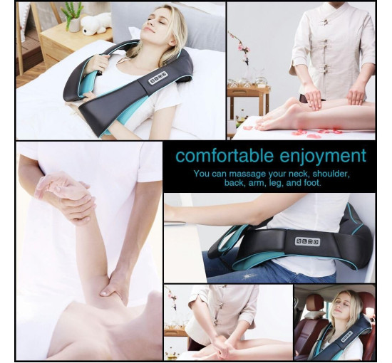 Портативний масажер MoCuishle Shiatsu для спини, плечей та шиї з підігрівом, електричний масаж глибоких тканин 4D (my-012)