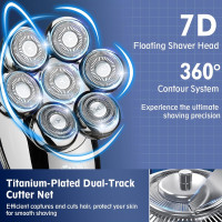 Електробритва Susurrus Silver 7D роторна для чоловіків для вологого та сухого гоління з триммером (my-2099)