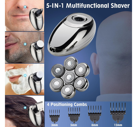 Электробритва Susurrus Silver 7D роторная для мужчин для влажного и сухого бритья с триммером (my-2099)