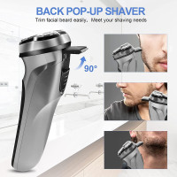 Бездротова електрична 3D-бритва з ротором NWOUIIAY акумуляторна з висувним триммером для вологого та сухого гоління (my-17005)