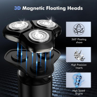 Электробритва для мужчин ETENTOUS 3Dshaver-8012 водонепроницаемая мужская бритва IPX7 для влажного и сухого бритья умный светодиодный дисплей (my-17110)