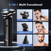 Електробритва для чоловіків ETENTOUS 3Dshaver-8012, водонепроникна чоловіча бритва IPX7 для вологого та сухого гоління, розумний світлодіодний дисплей (my-17110)