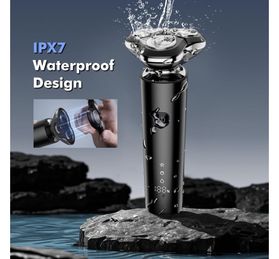 Електробритва для чоловіків ETENTOUS 3Dshaver-8012, водонепроникна чоловіча бритва IPX7 для вологого та сухого гоління, розумний світлодіодний дисплей (my-17110)
