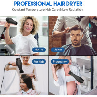 Фен HappyGoo Professional Ionic IN11-B007 для волосся з 2 швидкостями, 3 режимами нагріву, кнопкою холодного режиму, з дифузором, насадкою (my-7047)