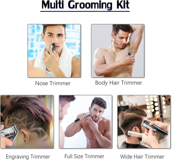 Тример для домашнього використання Hatteker Rechargeable Hair Trimmer Grooming Kit 5in1 (RFC-588) (my-4275) без упаковки