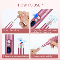 Бездротовий електричний фрезер для нігтів CANDWHIP, інструмент для полірування манікюру та педикюру, Рожевий (my-021)