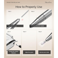 Профессиональный аккумуляторный фрезер для ногтей MelodySusie SC320H (30000 об/мин) с 6 насадками и шлифовальными лентами для маникюра и педикюра белая (my-17038)