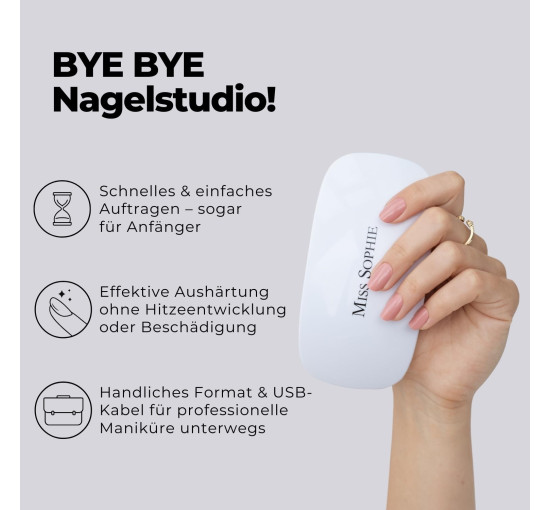 Оригинальная УФ-лампа Miss Sophie LED для ногтей с USB-кабелем, таймер 60/120 секунд белый (my-17149)