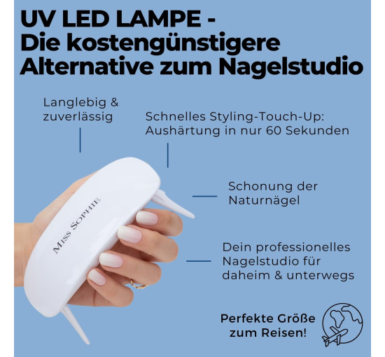 Оригинальная УФ-лампа Miss Sophie LED для ногтей с USB-кабелем, таймер 60/120 секунд белый (my-17149)