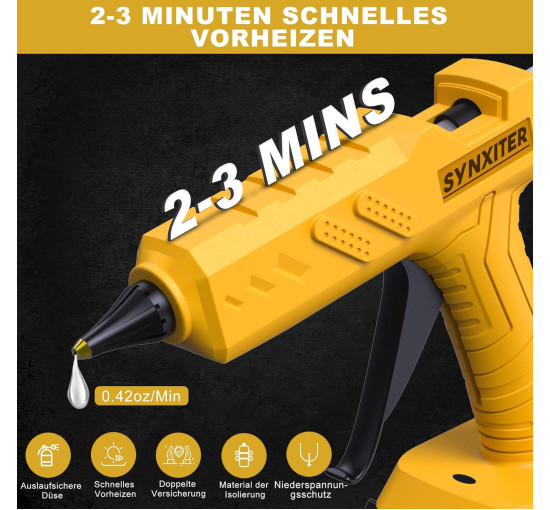 Бездротовий термоклейовий пістолет Powtree для Dewalt 20 В з клейовими стрижнями жовтий (my-17245)