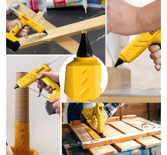 Бездротовий термоклейовий пістолет Powtree для Dewalt 20 В з клейовими стрижнями жовтий (my-17245)