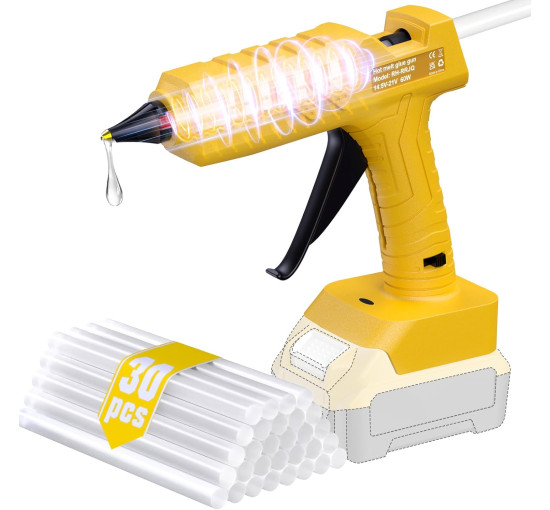Бездротовий термоклейовий пістолет Powtree для Dewalt 20 В з клейовими стрижнями жовтий (my-17245)