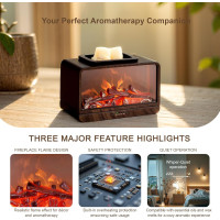 Електричний нагрівач воску MeplLivs B056 із динамічним полум'ям текстура деревини (my-17244)