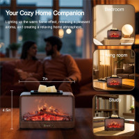 Електричний нагрівач воску MeplLivs B056 із динамічним полум'ям текстура деревини (my-17244)