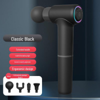 Массажный пистолет для фасции с удлиненной рукояткой и цветным дыхательным светом для релаксации мышц всего тела HB-020 черный (my-17243)