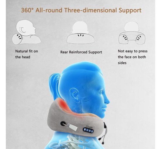 Массажер электрический для шеи IVYARD с 3 уровнями силы и 3 режимами, перезаряжаемая массажная подушка для снятия боли (my-9079)