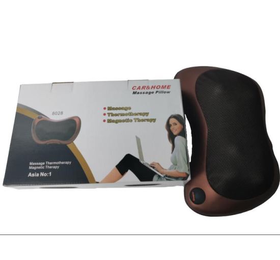 Массажная подушка Massage pillow 8-роликов, 2 режима массажа с подогревом, массажер электрический с инфракрасным подогревом для спины, шеи, плеч, ног, рук, черный (my-12005)