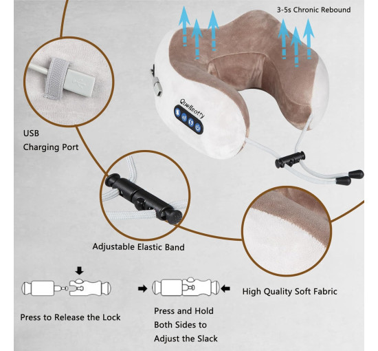 Бездротовий масажер для шиї та плечей Quellsotty із зарядкою від USB (my-18024)