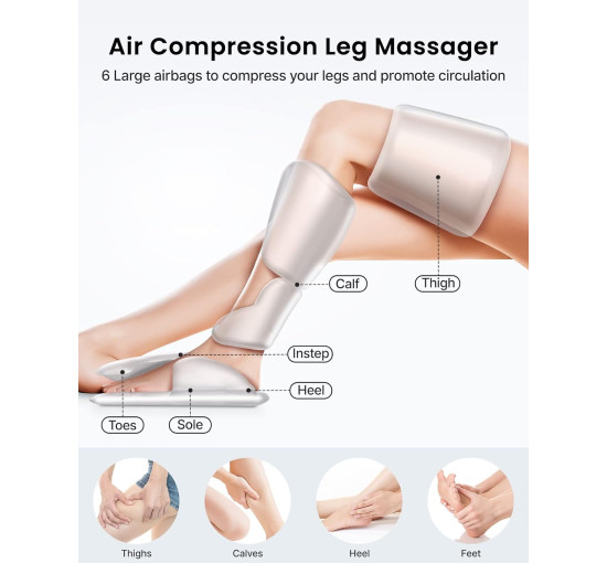 Компрессионный массажер для ног RENPHO RP-ALM070 для кровообращения и облегчения боли, массаж голени и бедра (my-053)