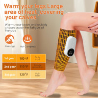 Массажер для ног и голеней для улучшения кровообращения и снятия боли WAKERUG 3 уровня интенсивности 3 режима функция прогрева аккумулятор черный (my-18021)