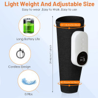 Масажер для ніг та гомілок для покращення кровообігу та зняття болю WAKERUG 3 рівні інтенсивності 3 режими функція прогріву акумулятор чорний (my-18021)