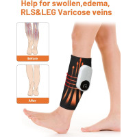 Массажер для ног WAKERUG - массажер для икр для кровообращения и облегчения боли, 3 уровня интенсивности, 3 режима, функция нагрева, черный (my-045)
