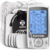 Двоканальний міостимулятор AUVON TENS Unit із 20 режимами срібло (my-9047)
