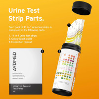 100 тест-полосок для анализа мочи на уробилиноген билирубин кетоны кровь белок нитриты лейкоциты глюкозу удельный вес pH AYDMED 11-в-1 (my-17153)