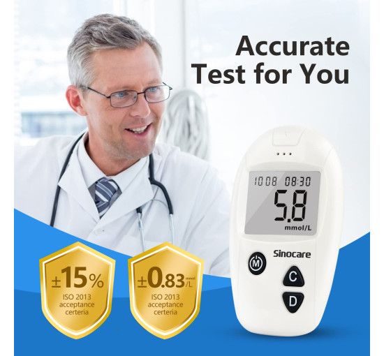 Цифровимірювальний прилад Sinocare Safe Accu з 10 тест-смужками (my-18108)