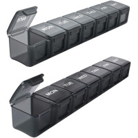 Портативна довга прозора таблетниця Csheng Pill Box 7 Day, розділена коробка для таблеток на 7 днів, чорна (my-14116)