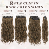 Довге хвилясте густе м'яке волосся для нарощування на шпильках 6 шт, 50 см BARSDAR, каштановий та шоколадно-коричневий (my-15300)