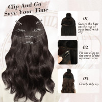 Длинные волнистые густые мягкие волосы для наращивания на заколках 6 шт. BARSDAR, темно-коричневые (my-15267)