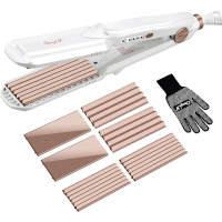 Выпрямитель для волос утюжок с 3 сменными турмалиновыми керамическими пластинами CkeyiN HS200  (my-4107)