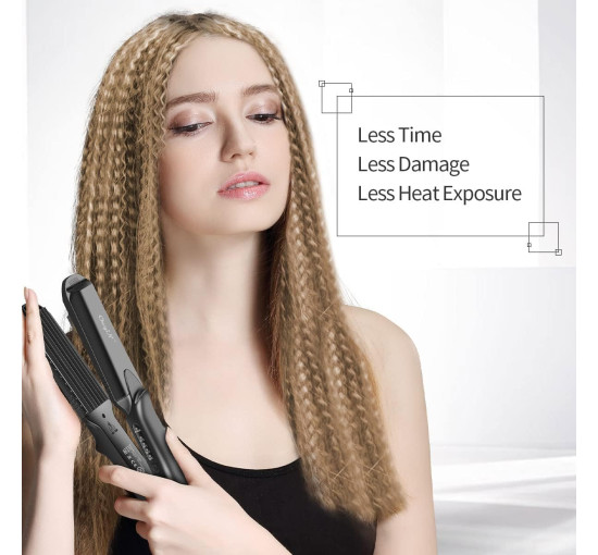Выпрямитель для волос утюжок с 4 сменными турмалиновыми керамическими пластинами CkeyiN HS200 черный (my-4107)