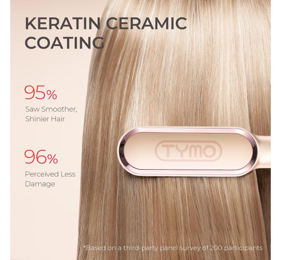 Випрямляч для волосся TYMO Ring Hair Straightener Brush – праска для випрямлення волосся з вбудованою гребінцем, швидке нагрівання, захист від опіків (my-17046)